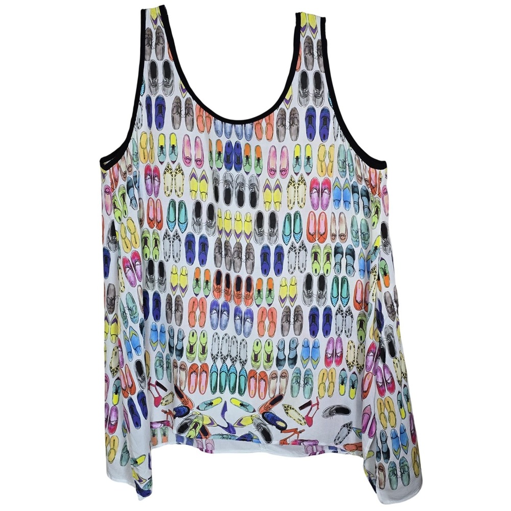 Karen Kane Novelty Shoe Print Tank Top Shirt XL Viscose Quirky
